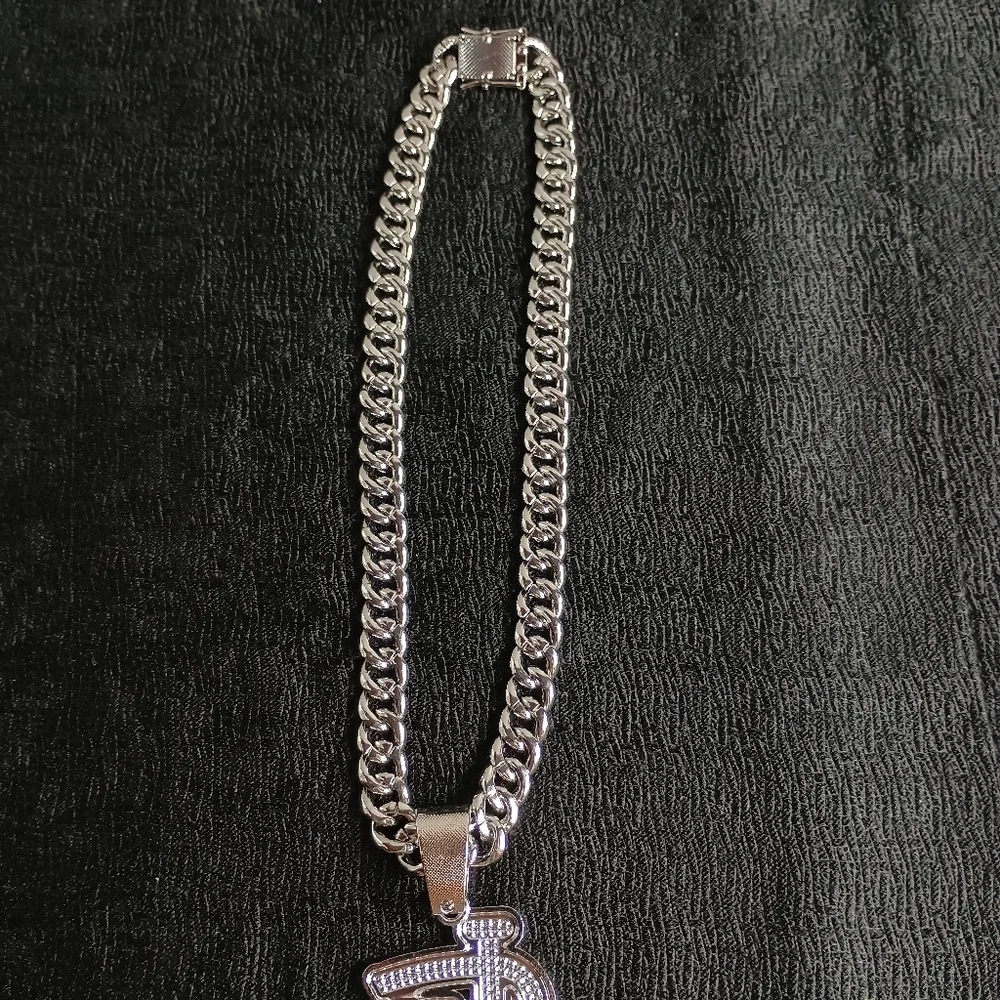 New England Patriots Necklace Pendant Cuban Chain Link Football NFL Jewelry